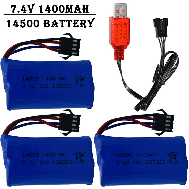 Rc Helicopter Battery - 7.4V 1400mAh 14500 Lithium-Ion Battery/With SM4P